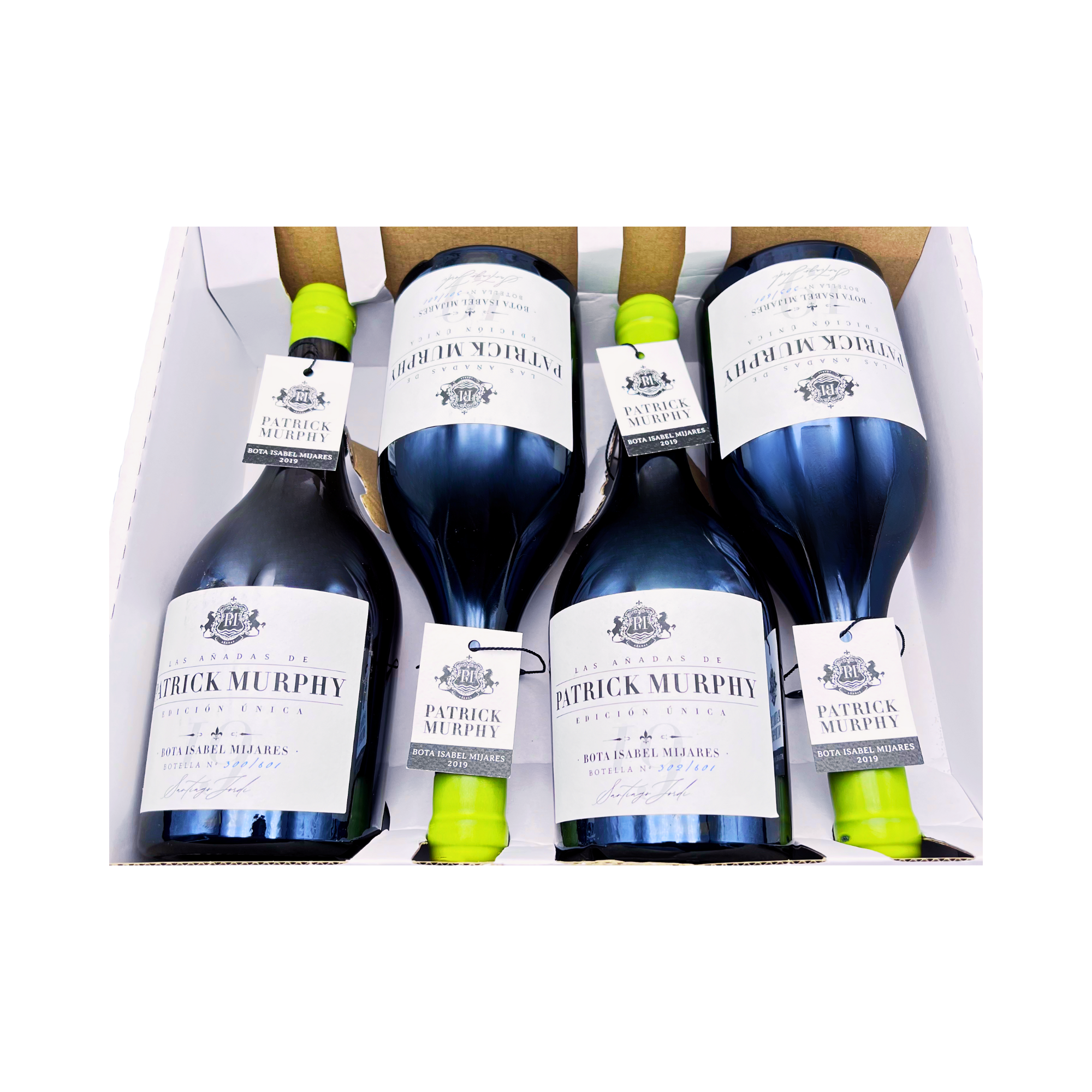 Patrick Murphy Caja Edición Única Bota Isabel Mijares 2019 by The Wine Hunter Company Santiago Jordi. Botellas numeradas 300-301-302-303