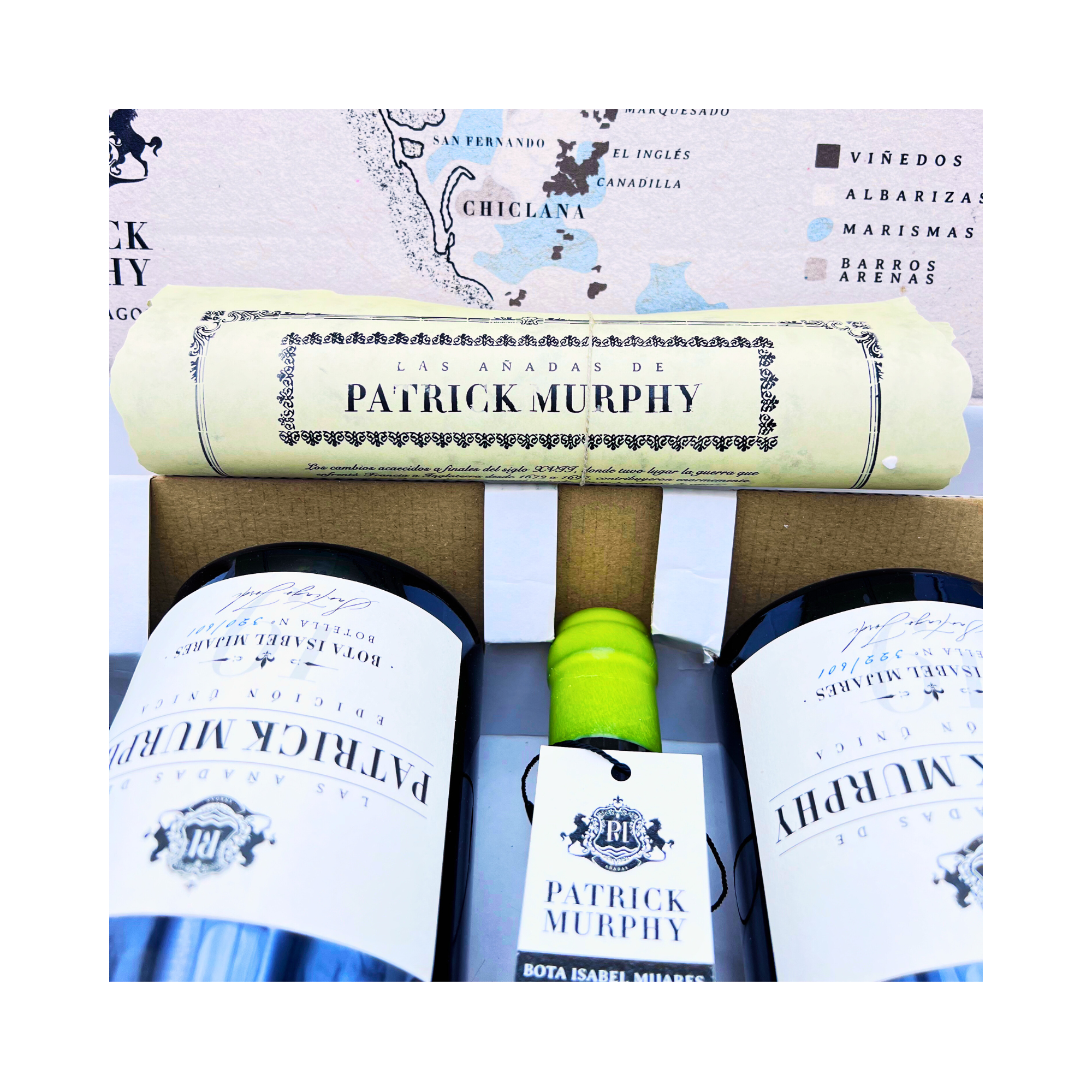 Patrick Murphy Caja Edición Única Bota Isabel Mijares 2019 by The Wine Hunter Company Santiago Jordi. Botellas numeradas 319-320-321-322